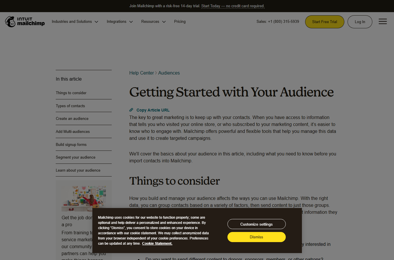 Mailchimp audience 文档截图