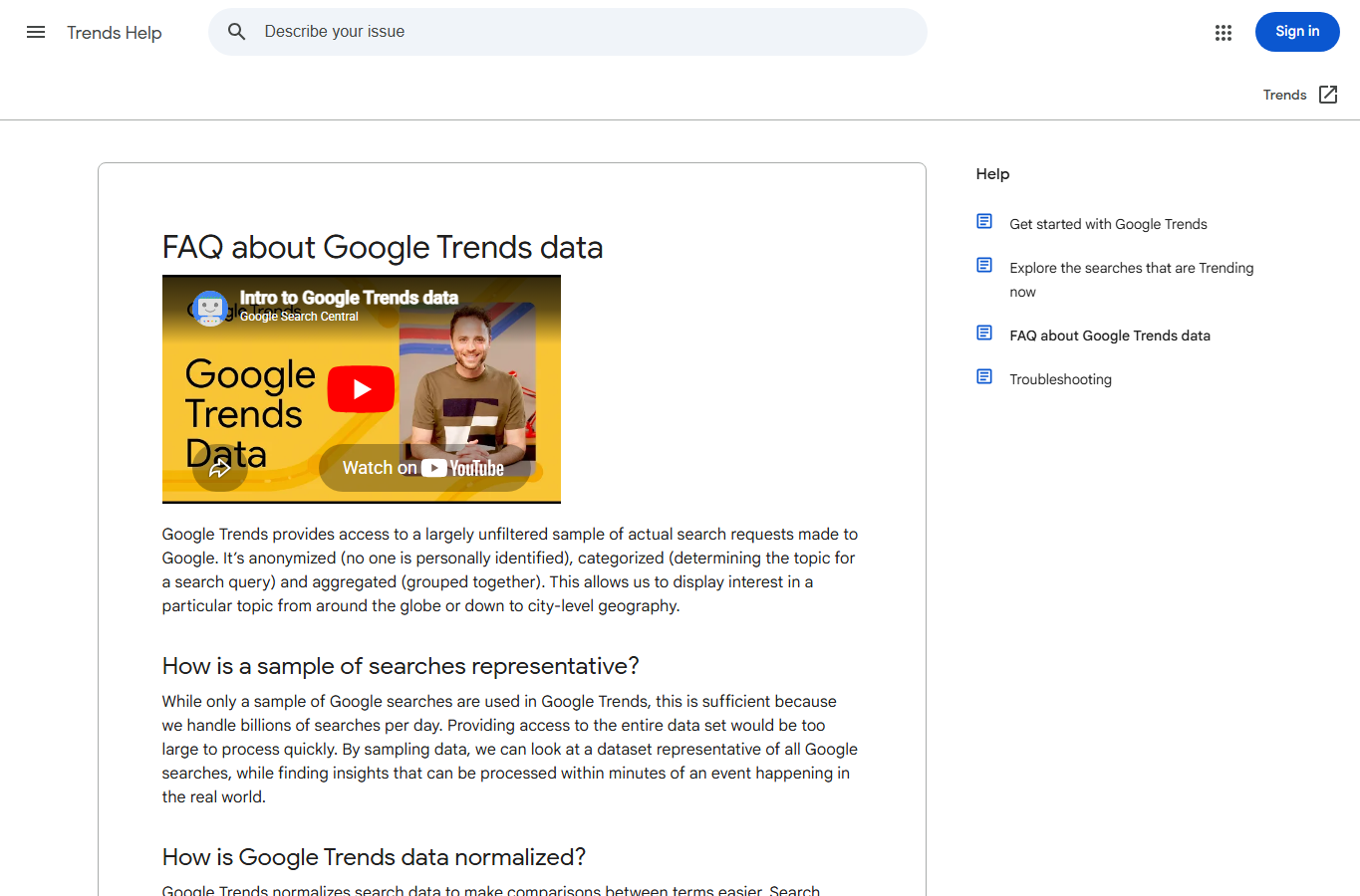 Google Trends 数据说明截图