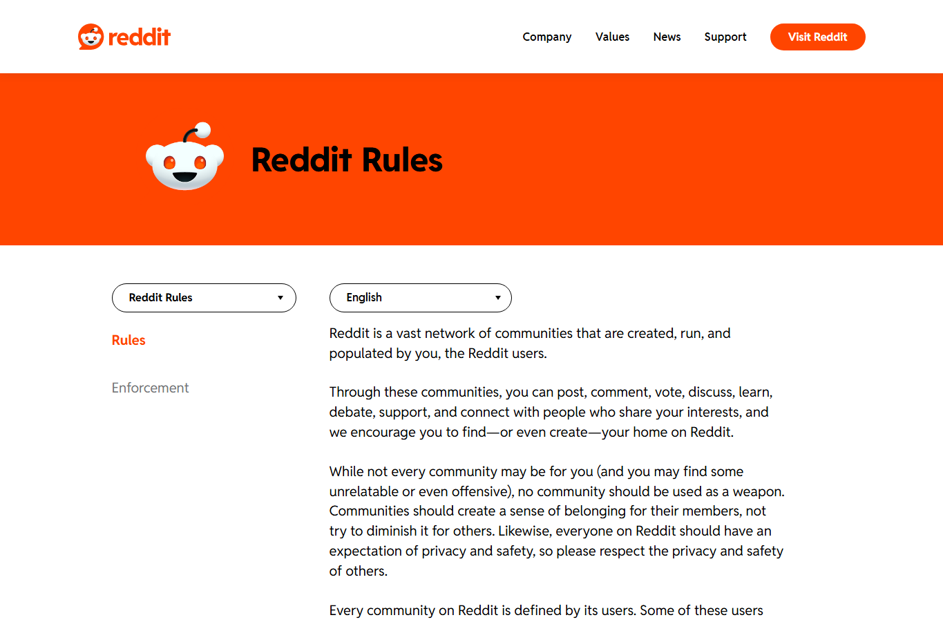 Reddit 官方规则截图